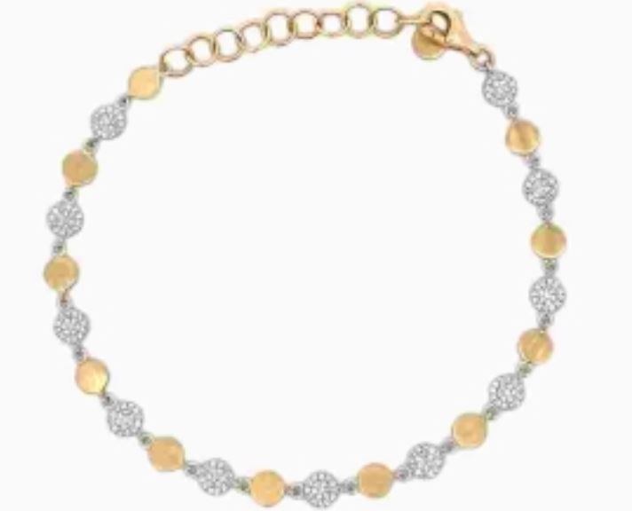 14TT Diamond Disc Alternating Gold Bracelet