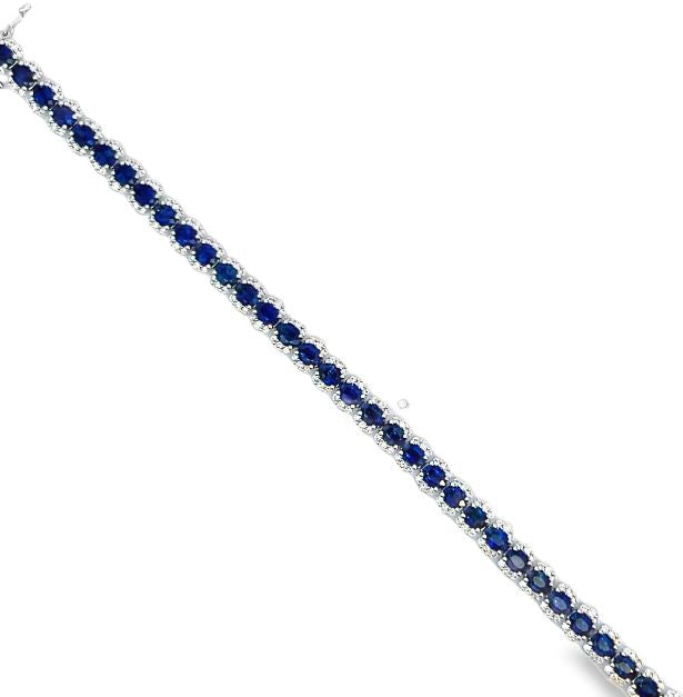 18KW Blue Sapphire/Diamond Tennis Bracelet