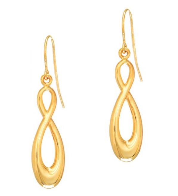 14Y Infinity Drop Dangle Earrings on French Hooks