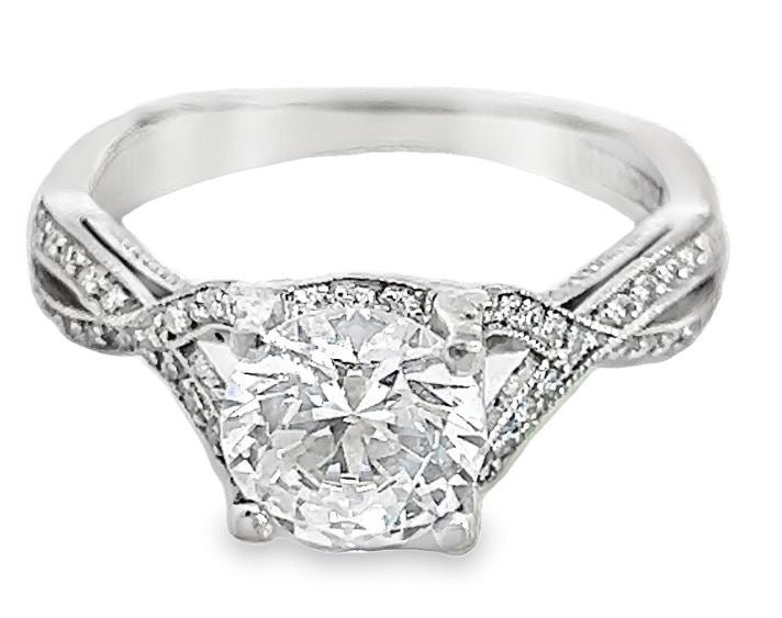 Tacori 18W Diam Semi-Mount Ring 7mm Round 4 Prong Center Size 6.5
