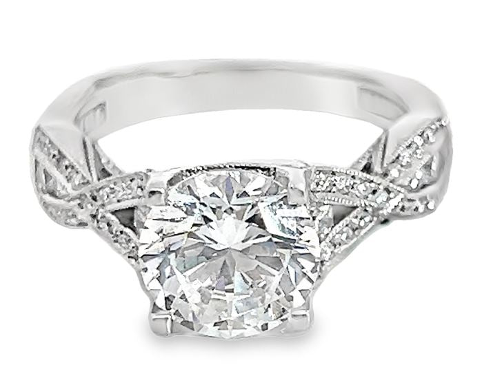 Tacori 18W Diamond Semi-Mount Ring 8mm CZ Center Size 6.5