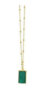 14Y Geometric Green Malachite 18" Necklace with Spring Ring