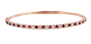 14R Alternating Ruby and Diamond Bangle Bracelet