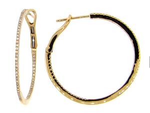 14Y Dilamani Thin Diamond Hoop Earrings