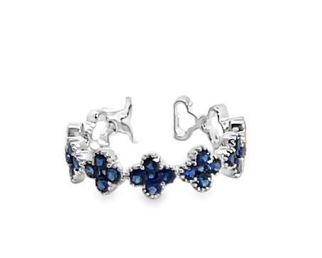 14KW Blue Sapphire Quatrefoil Ring sz 6