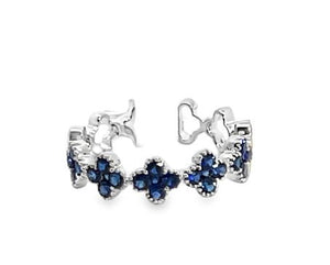 14KW Blue Sapphire Quatrefoil Ring sz 6
