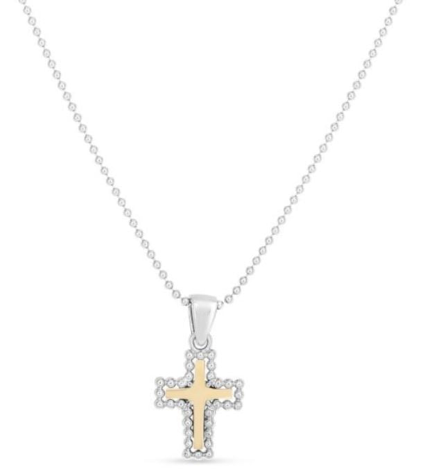 Sterling Silver 18Y 18" Cross Necklace with Lobster Clasp