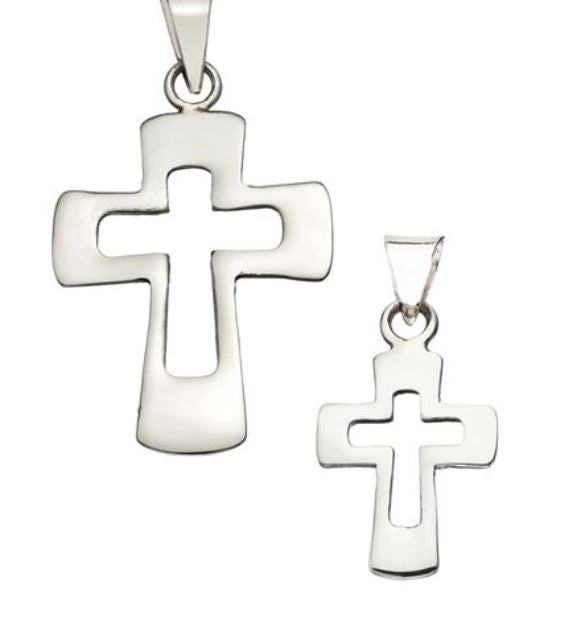 Sterling Silver Large Square Cut Cross Pendant