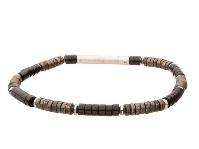 Shadow Wolf (Onyx/Pyrite) Heishi Bead Bracelet