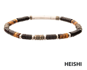 Pyro Sentinel (Onyx/ Pyrite/Tiger-eye) Heishi Bead Bracelet