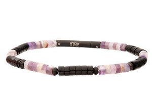 Imperial Dusk (Amethyst/Onyx) Heishi Bead Bracelet