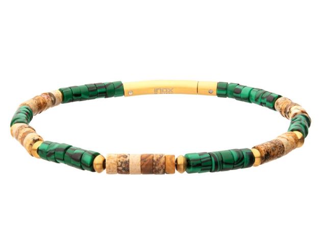 TerraFirm (Brown Jasper/Malachite) Heishi Bead Bracelet