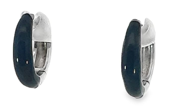 Raven Black Enamel Huggie Hoops