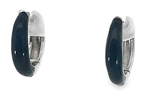 Raven Black Enamel Huggie Hoops