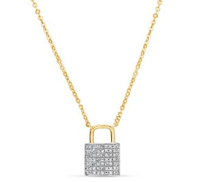 14TT Diamond Padlock Necklace