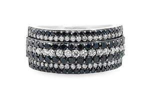 18W 7 Row Alternating White and Black Diamond Band sz 6.5