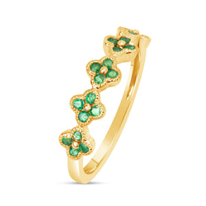 14Y Emerald Florette/Clover Ring sz 6.5