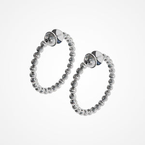 Sterling Silver and 18W Gold Plated Diamond Cut Bead Hoop Earrings 35mm