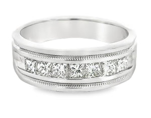 Gents 14W Princess Cut Dia Miligrain Band