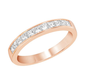 Costar Imports 14 Rose Gold Princess Cut Diamond Channel Set Band, .70ctw