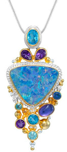 Michou SS/22K Vermeil Topaz, Quartz, Amethyst and Opal Pendant