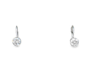 14W 5mm 1.02ct G/SI1 Round Bezel Set Leverback Earrings