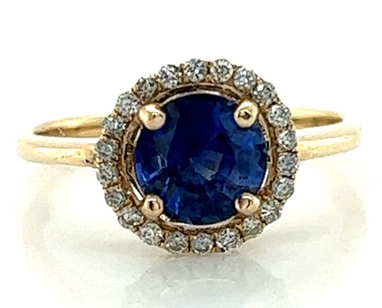 Color Jewels 14Y Rd Blue Sapphire and Diamond Halo Ring