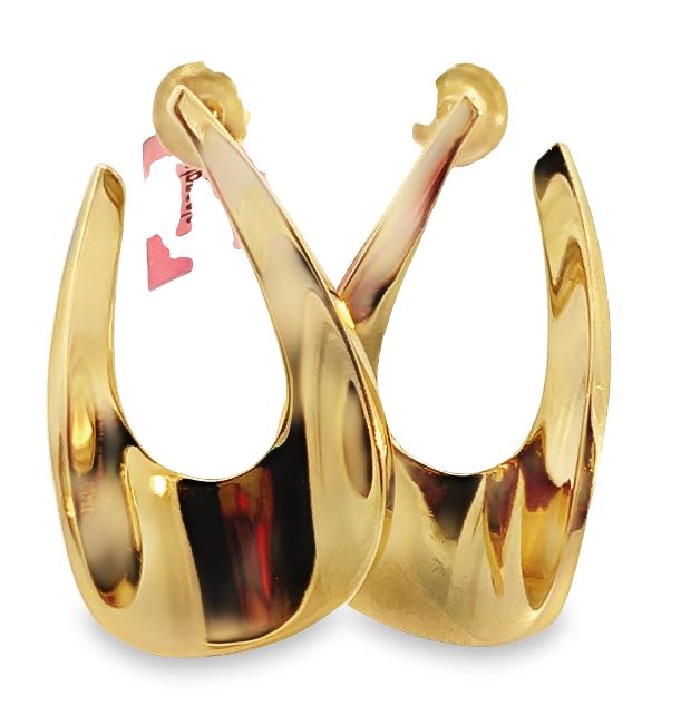 14Y 1.5" Solid Front Back Elongated Hoop Earrings