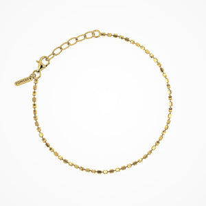 Sterling Silver and 18Y Plated Diamond Cut Bead Bracelet 7.25"