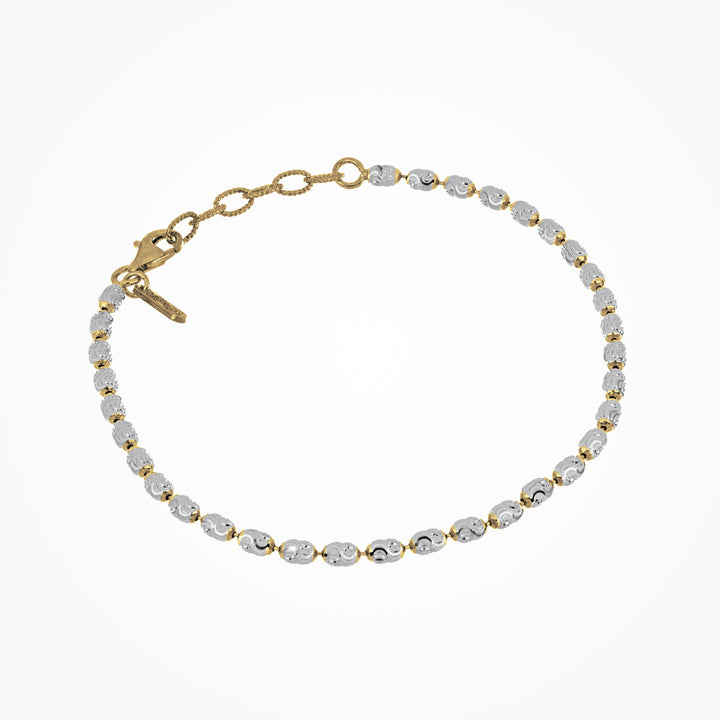 Sterling Silver Two-Tone Diamond Cut Bracelet 7.25"