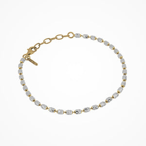Sterling Silver Two-Tone Diamond Cut Bracelet 7.25"
