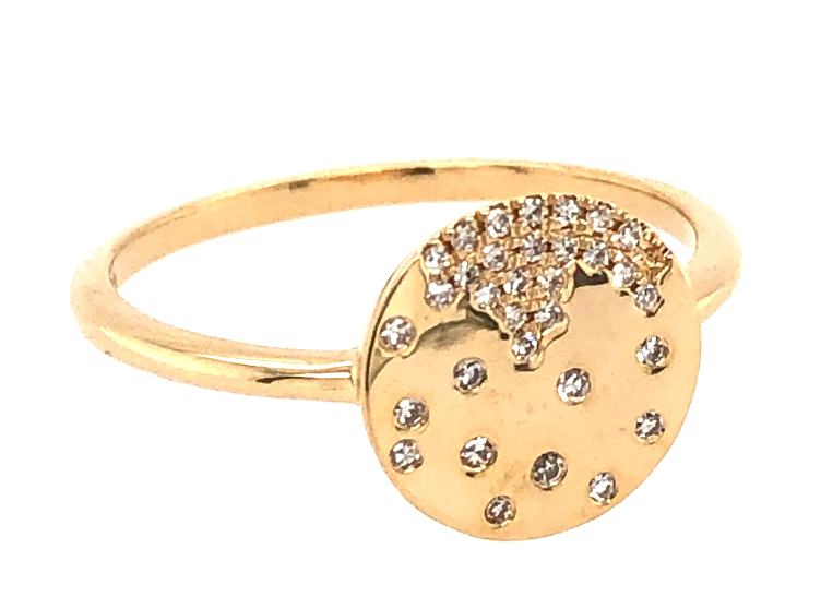 Dilamani 14Y Flush Set Diamond Disc Ring .10ctw