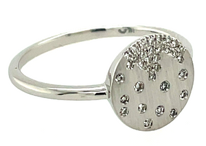 Dilamani 14W Flush Set Diamond Disc Ring .10ctw Satin Finish