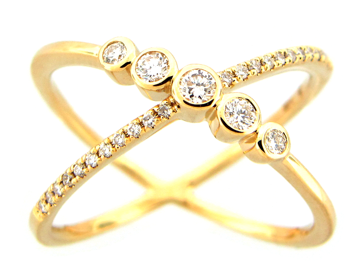 Dilamani 14Y "X" Concept Ring with Round Diamond Accents
