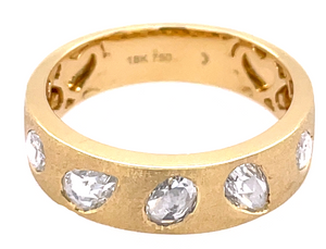 18Y Pear/ Oval Rose Cut Flush Set Diamond Satin 5.3mm Band