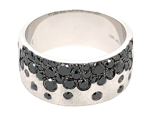 Dilamani 14W Black Diamond Flush Set 8.7mm Cigar Band with Satin Finish