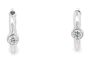 14W Rd Diamond Bezel Set Huggy Hoop Earrings