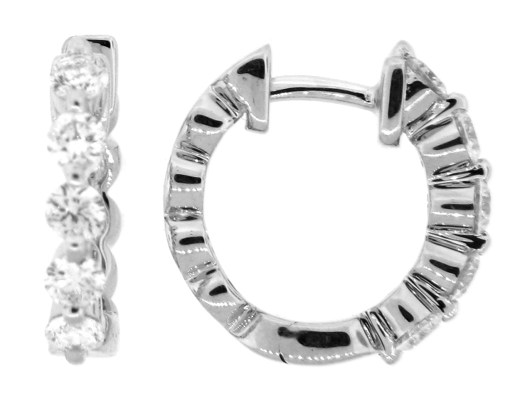 14W Single Prong RBC Diamond Huggy Earrings