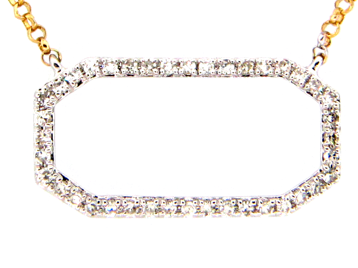 14TT Octagonal Diamond Open Concept Necklace