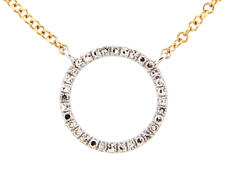 14TT Circle Necklace with Diamonds