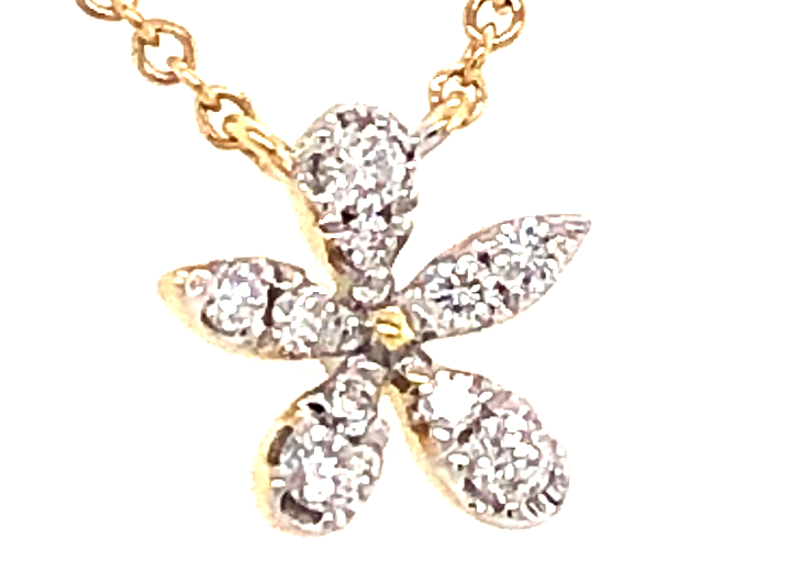 14TT Diamond Florette Pendant and Chain