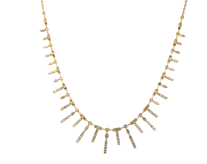14Y Floating Diamond Bar "Boho" Necklace 16-18"