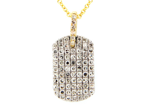 14Y Pave Diamond Dog Tag Pendant with Chain
