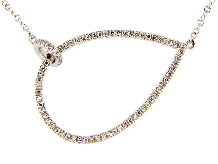 Dilamani 14W Sideways Open Pear Shape Diamond Necklace