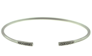 Dilamani 14W Diamond Bar Flexible Open Bangle with Bead-Set Graduated Round Diamonds Satin Finish