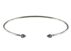 14W Pear Shaped Diamond Flexible Open Bangle with Bezel-Set Graduated Round Diamonds