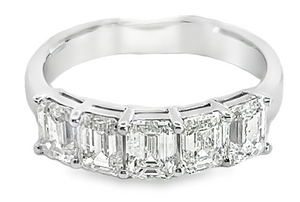Color Jewels 14W 5 Emerald Cut Diamond Shared Prong Basket Head Band Size 6.5