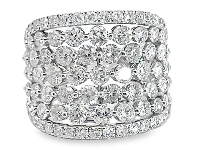 Color Jewels 14W Concave Single Shared Prong Round Diamond Band Size 7