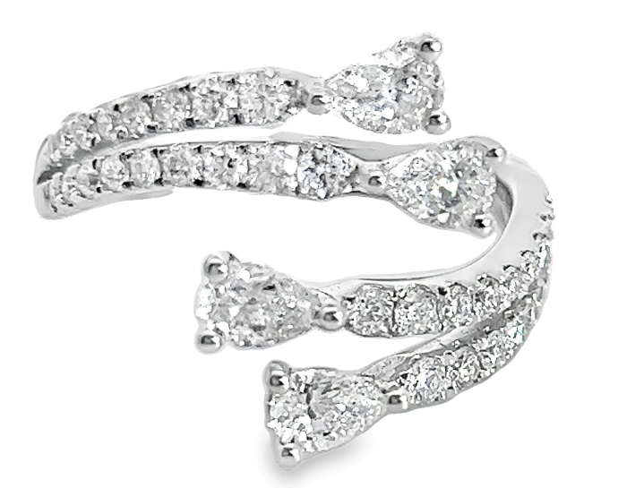 Color Jewels 18W 4 Rung Pear Shape and RBC Open Space Bypass Ring Size 7