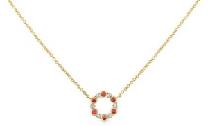 Roman Jules - 14Y Rd Bezel Set Ruby and Diamond Necklace